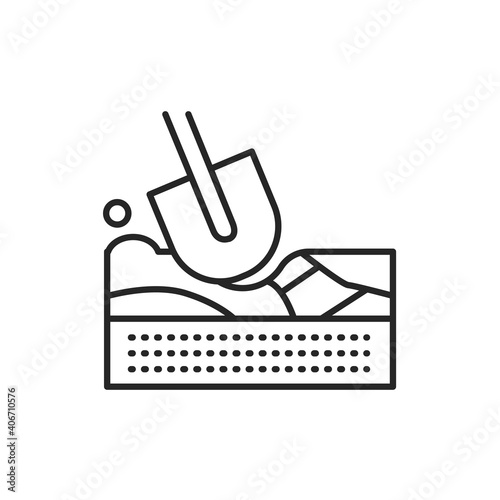 Dig ground color line icon. Pictogram for web page, mobile app, promo.