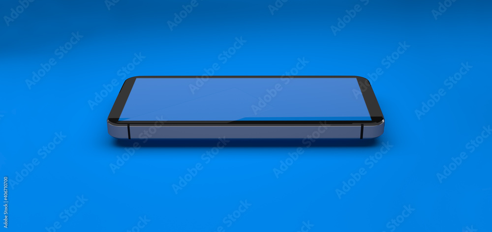 Blue smartphone in perspective - mockup of front side with blank screen Blue smartphone in perspective - mockup of front side with blank screen