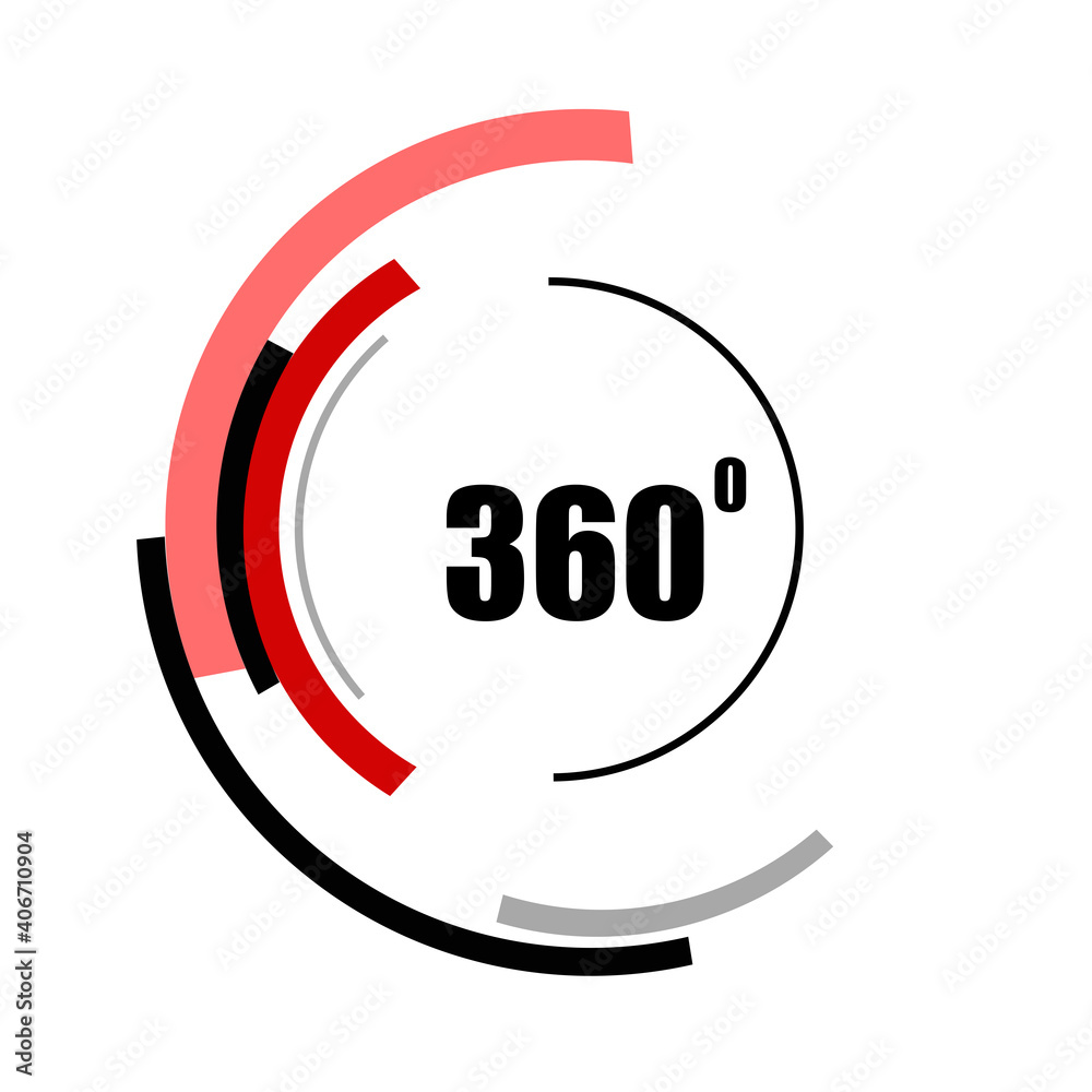 360 degrees icon isolated on white background. 360 degrees logotype design concept with colorful lines. Angle 360 rotate icon 360 degrees icon isolated on white background. 360 degrees logotype design concept with colorful lines. Angle 360 rotate icon