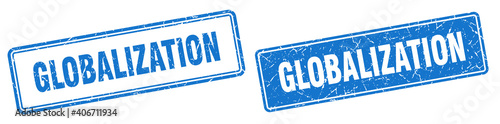 globalization stamp set. globalization square grunge sign