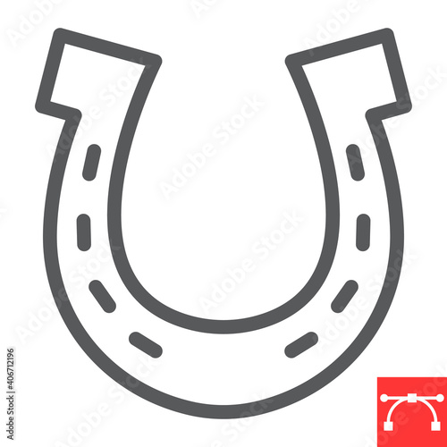 Horseshoe line icon, lucky and talisman, horse shoe vector icon, vector graphics, editable stroke outline sign, eps 10.