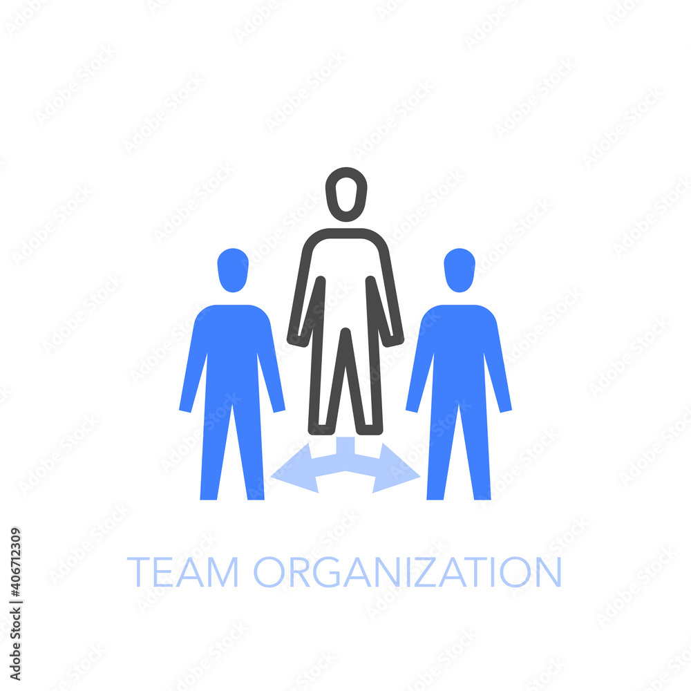 Team organization symbol with employees in hierarchy structure. Easy to use for your website or presentation.
