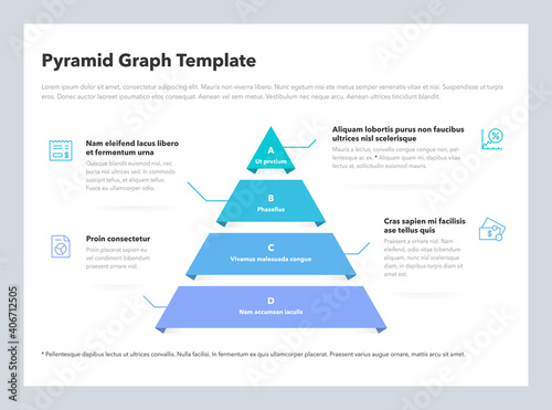 Pyramid graph template with 4 colorful steps. Easy to use for your website or presentation.