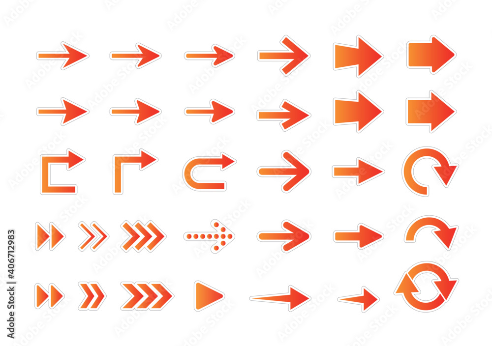 矢印 アイコンセット フチあり 赤色 Stock Vector Adobe Stock 矢印 アイコンセット フチあり 赤色 Stock Vector Adobe Stock