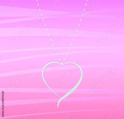 A Beautiful Vector Silver Necklace on Pink Background