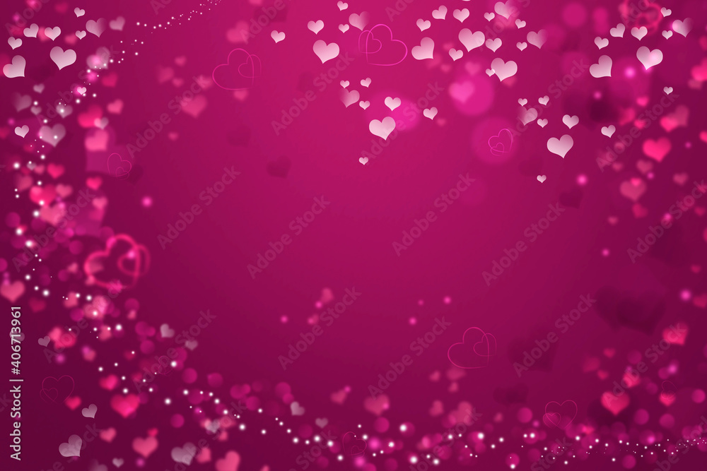 Valentine Hearts Abstract Purple Background. Happy Valentines day Greeting Card.