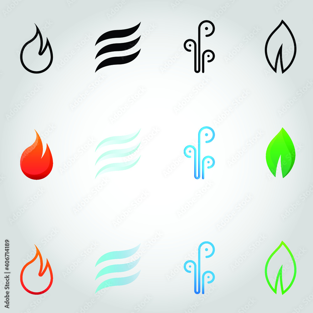 Fototapeta premium Earth Elements Vector Icons Art