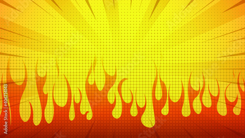 Flat Comic fired orange background 