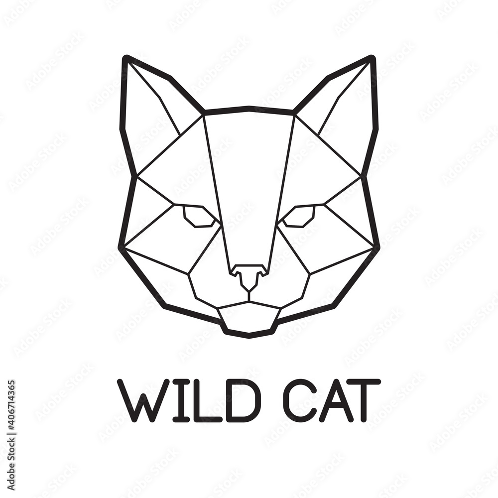 Vector low poly cat face logo design