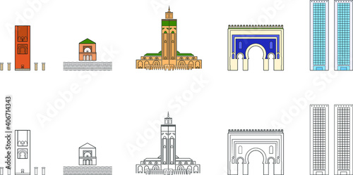 Pack of moroccan architecture Flat icons