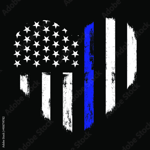 Thin Blue Line Love, Police Officer American, Police Heart photo