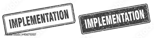 implementation stamp set. implementation square grunge sign