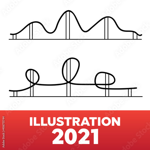 Roller coaster silhouettes. Rollercoaster park rollers vector.