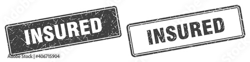 insured stamp set. insured square grunge sign