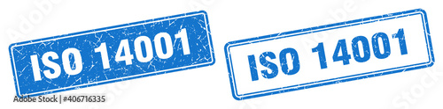iso 14001 stamp set. iso 14001 square grunge sign
