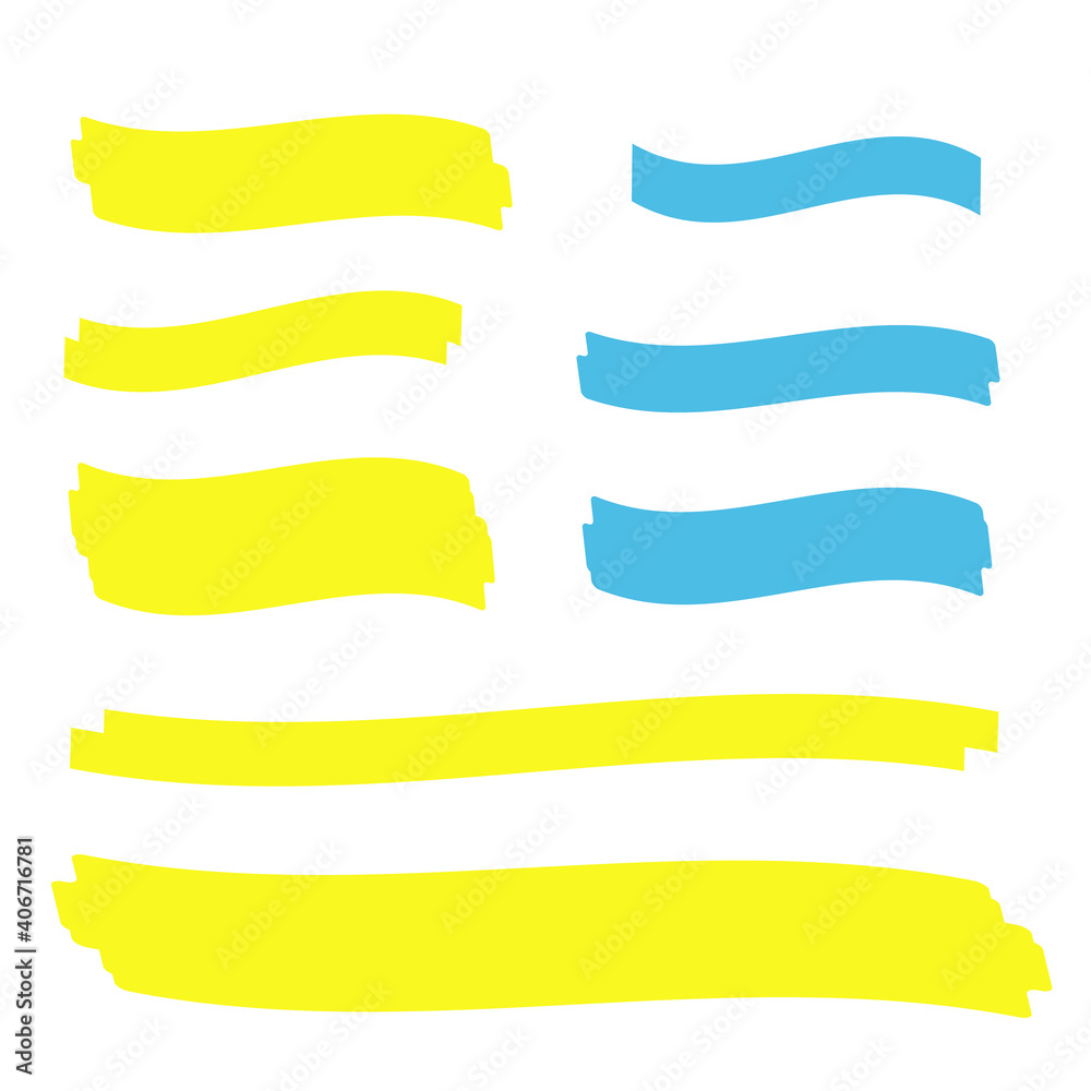 Yellow highlight marker lines. Highlighter strokes vector. Marker marks Yellow highlight marker lines. Highlighter strokes vector. Marker marks