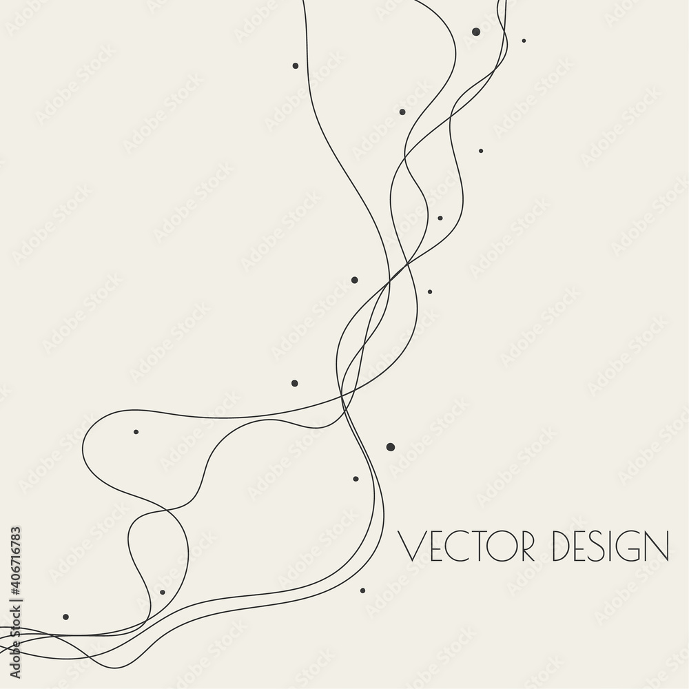 Abstract curve twisted line with fancy shapes. Vector illustration in modern minimal style for fashion presentations, invitation cards