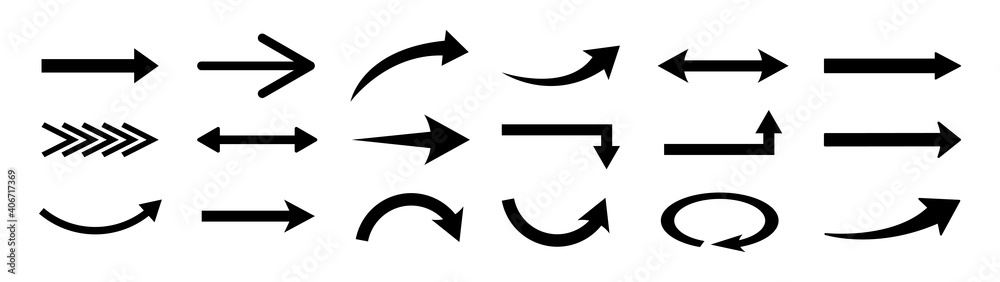Poster Set of arrows, arrows different. Arrow icon. Vector 