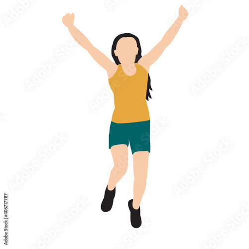vector, isolated, kid jumping in flat style