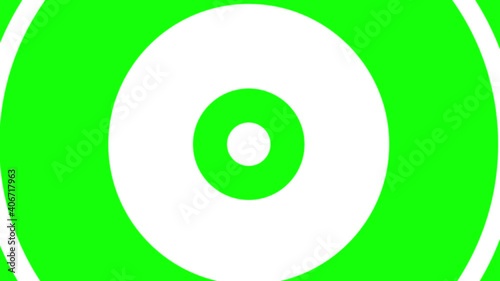 Abstract Background with Hypnotize Endless Circles. 4k Looped Animation. Green Screen (Chroma Key) Background