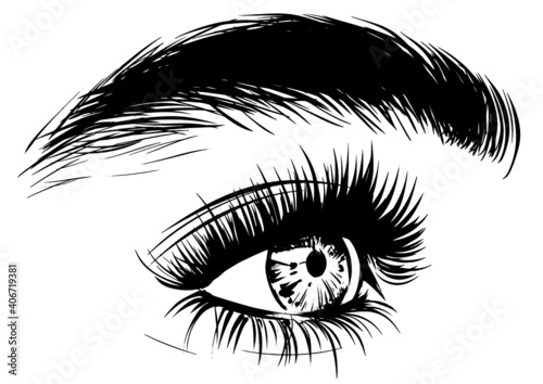 woman profile of eye with eyebrow