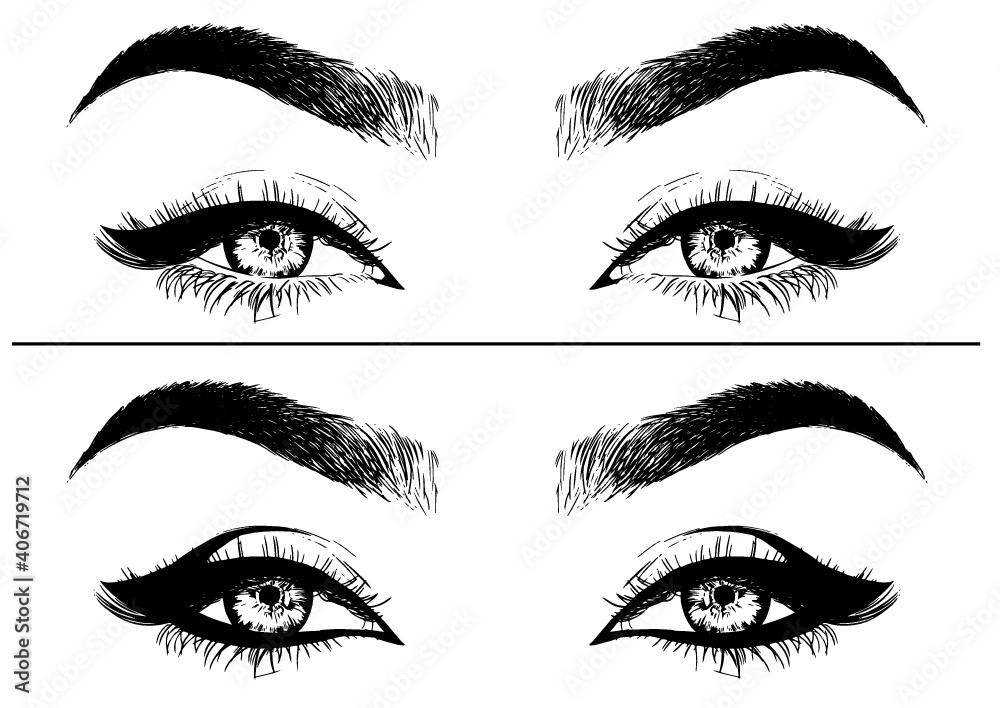 Women eye with eyeliner. Cat eye. Fashion illustration