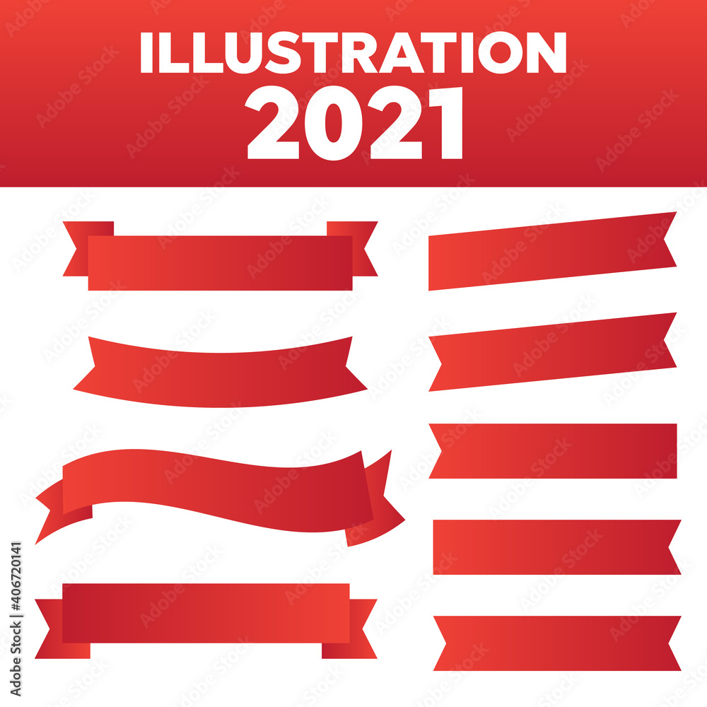 Glossy red ribbon vector. Banner ribbon vector set Glossy red ribbon vector. Banner ribbon vector set
