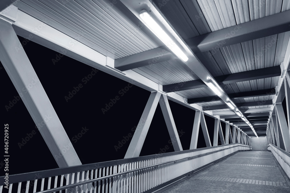 Empty modern foot bridge at night Empty modern foot bridge at night