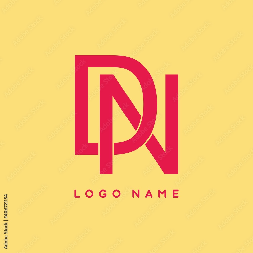 Magenta DN initial letter vector logo template