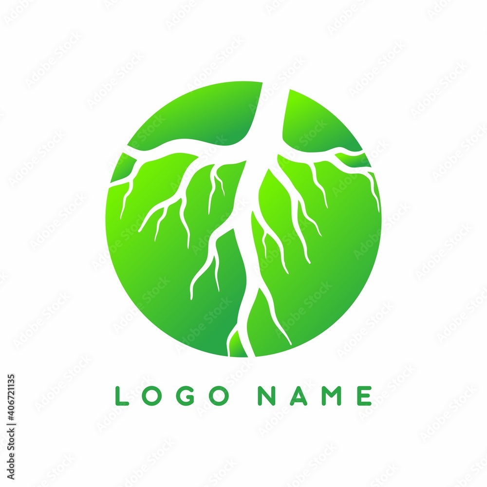 Green root vector logo template