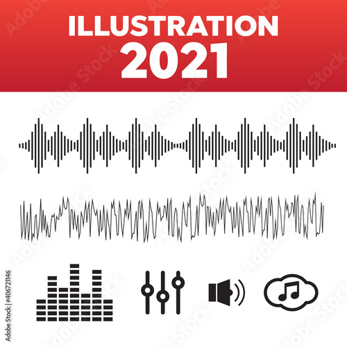 Sound waves set. Radio wave form vector