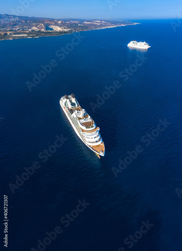 Wallpaper Mural Aerial view of two cruise ships near the coast Torontodigital.ca