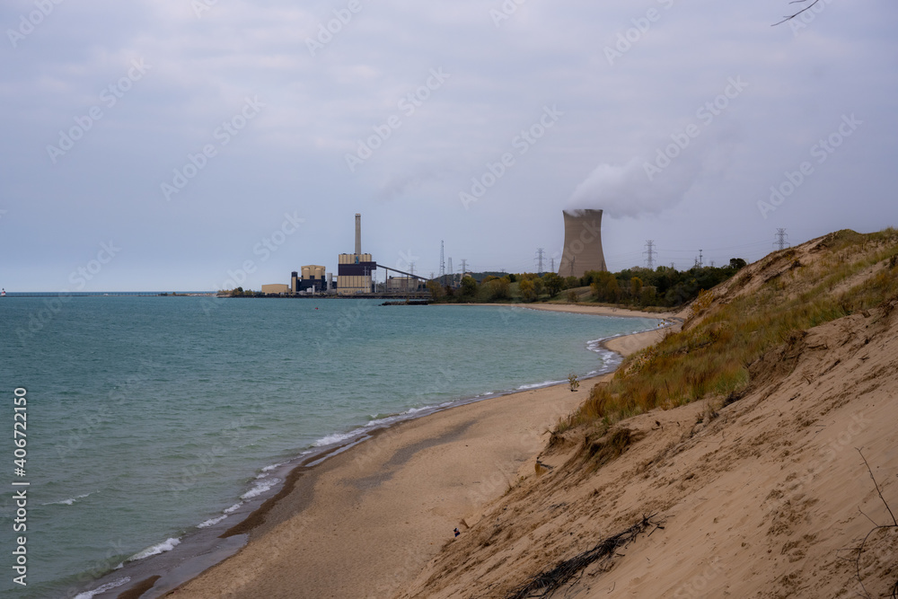 Industrial Power Plant on the Border of Indiana Dunes National Park