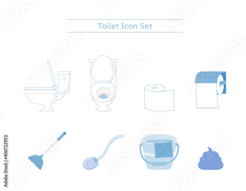 トイレ用品のベクターイラスト　便器 　掃除