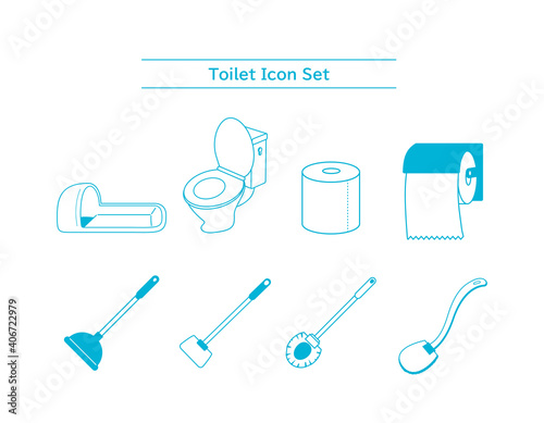 トイレ用品のベクターイラスト　便器 　掃除