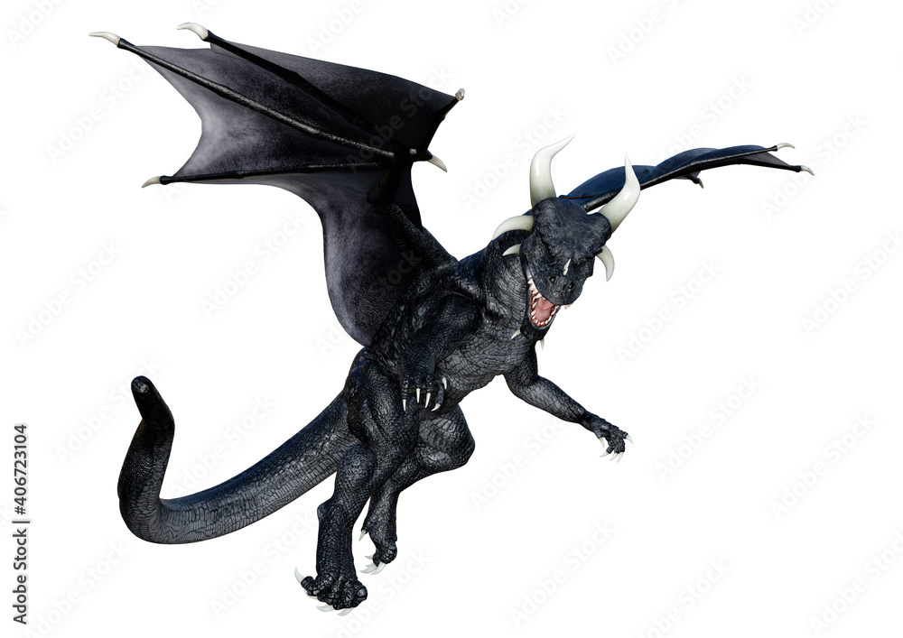 3D Rendering Fairy Tale Dragon on White 3D Rendering Fairy Tale Dragon on White