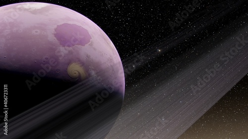 super-earth planet, realistic exoplanet, planet suitable for colonization, earth-like planet in far space, planets background 3d render photo