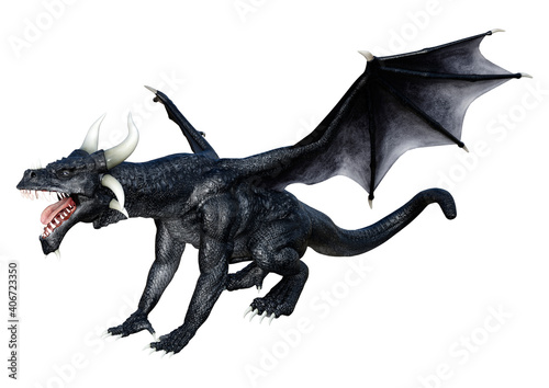 3D Rendering Fairy Tale Dragon on White