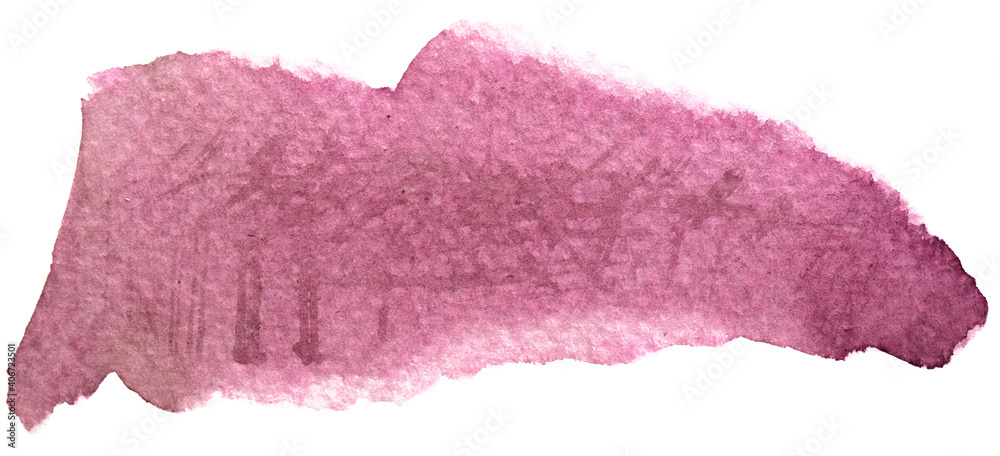 Fototapeta premium Watercolor purple paint texture abstract shape. Isolated on white background.