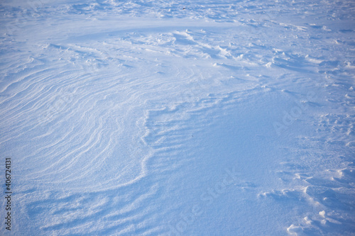 Tableau sur toile Snow texture. drawing created by the wind. cold nature