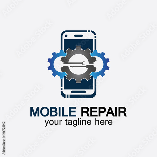 Mobile Phone Repair Logo.phone service logo, Rhone Repair, simple, concept, logo template - Vector