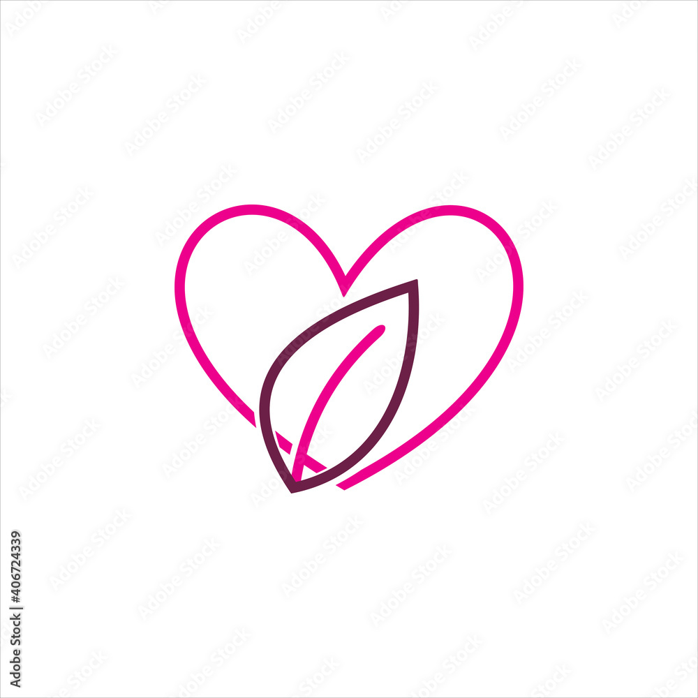 nature leaf love hearth line logo design nature leaf love hearth line logo design