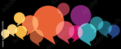 multicolored speech bubbles row