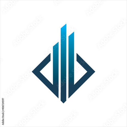 blue diamond building chart logo design