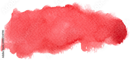 Watercolor red paint texture abstract shape. Isolated on white background.