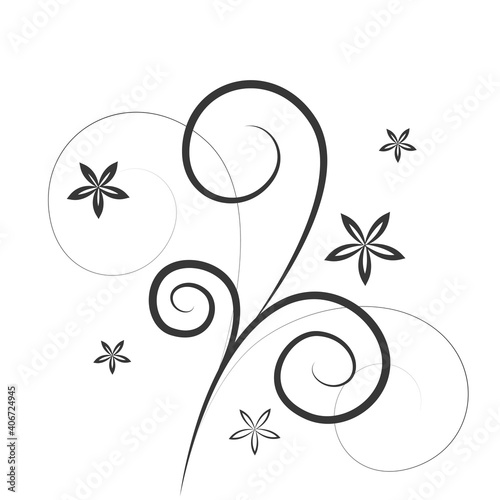 tendril with flowers floral design on white background vector illustration EPS10