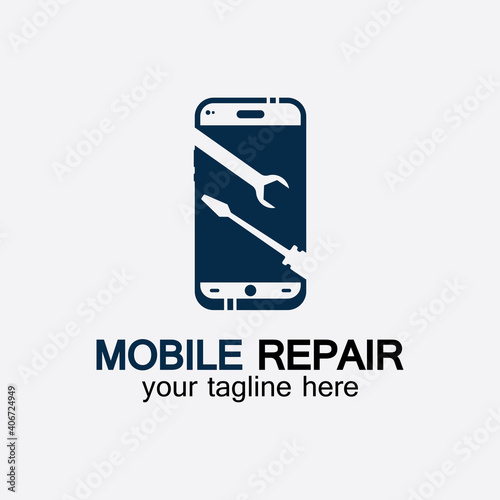 Mobile Phone Repair Logo.phone service logo, Rhone Repair, simple, concept, logo template - Vector