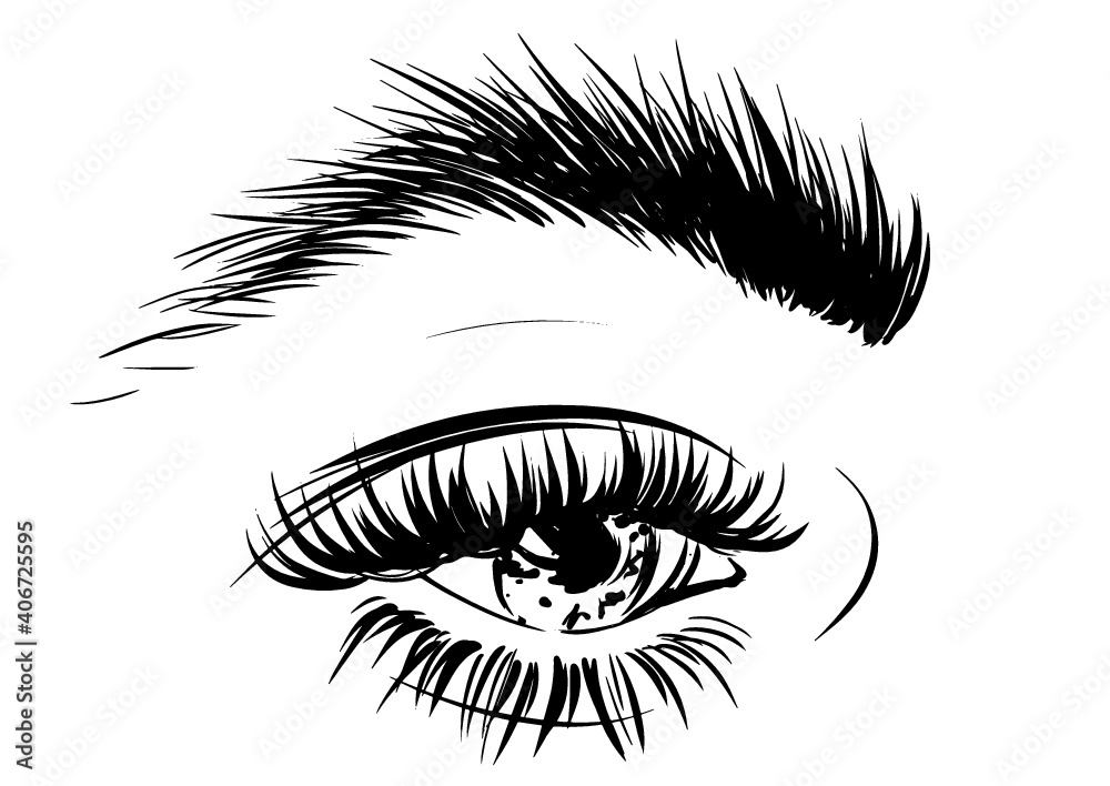 Eye and trendy eyebrows brushed up Eye and trendy eyebrows brushed up