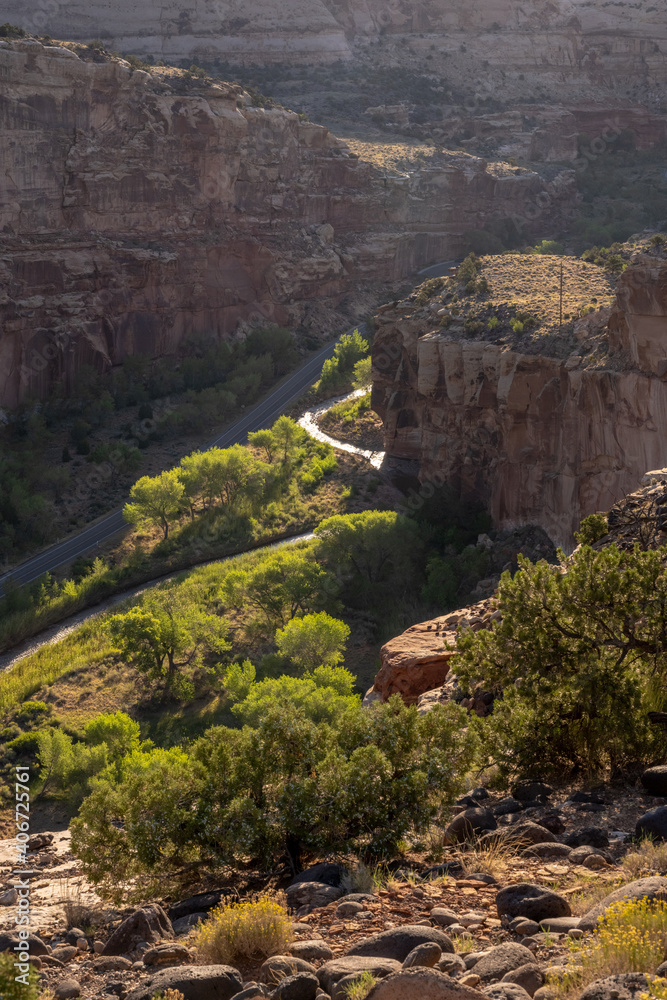 Looking Down Over Scenic Drive in Capitol Reef