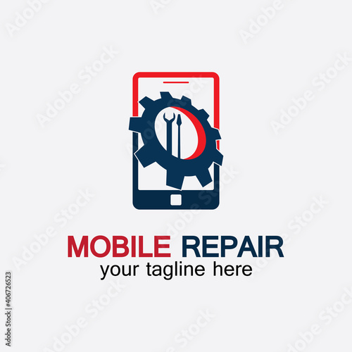 Mobile Phone Repair Logo.phone service logo, Rhone Repair, simple, concept, logo template - Vector